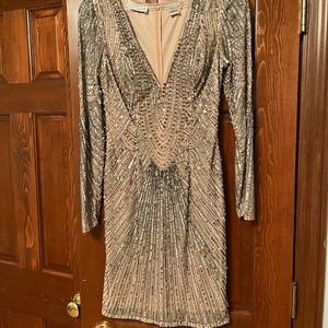Scala Beaded Nude Formal Dress